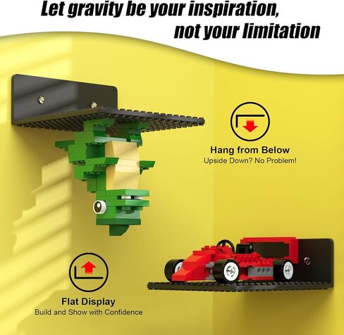 رفوف عائمة 6 حزمة عائمة من Blissbox تتوافق مع الجدار مع طوب البناء LEGO ، 5 × 5.5 بوصة ثنائية الأزرار 16x17 لتخزين لبنة وعرضها ، أرفف عروض ABS لديكور الغرفة ، الأسود in Kuwait