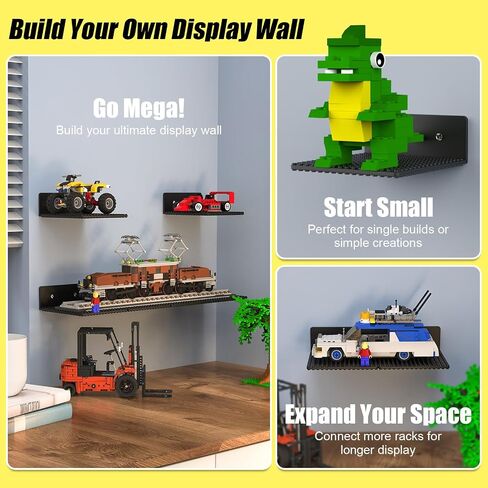رفوف عائمة 6 حزمة عائمة من Blissbox تتوافق مع الجدار مع طوب البناء LEGO ، 5 × 5.5 بوصة ثنائية الأزرار 16x17 لتخزين لبنة وعرضها ، أرفف عروض ABS لديكور الغرفة ، الأسود in Kuwait