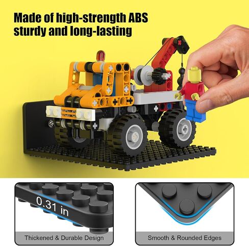 رفوف عائمة 6 حزمة عائمة من Blissbox تتوافق مع الجدار مع طوب البناء LEGO ، 5 × 5.5 بوصة ثنائية الأزرار 16x17 لتخزين لبنة وعرضها ، أرفف عروض ABS لديكور الغرفة ، الأسود in Kuwait