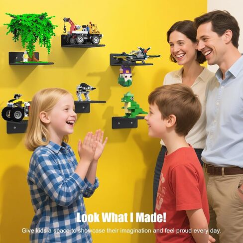 رفوف عائمة 6 حزمة عائمة من Blissbox تتوافق مع الجدار مع طوب البناء LEGO ، 5 × 5.5 بوصة ثنائية الأزرار 16x17 لتخزين لبنة وعرضها ، أرفف عروض ABS لديكور الغرفة ، الأسود in Kuwait
