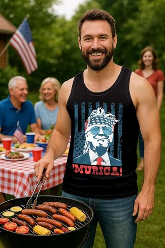 Trump Tank Top Men Team Murica American Flag MAGA Memorial Day USA Merica 4th of July Mens Patriotic Tops XX-Large Black in Saudi Arabia