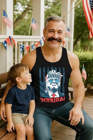 Trump Tank Top Men Team Murica American Flag MAGA Memorial Day USA Merica 4th of July Mens Patriotic Tops XX-Large Black in Saudi Arabia
