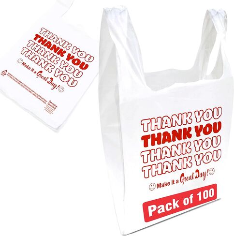 Concession Essentials Thank You Bags Pack of 200ct, White in Kuwait