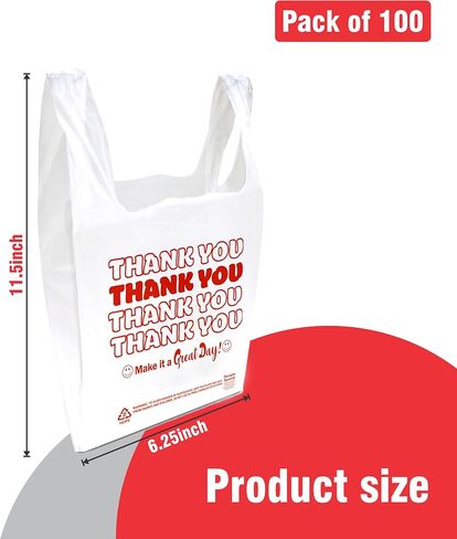 Concession Essentials Thank You Bags Pack of 200ct, White in Kuwait