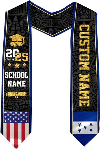 Honduran Graduation Stole, Honduran Flag Graduation Stole, Custom Honduran American Flag Graduation Sash 2025 in Kuwait