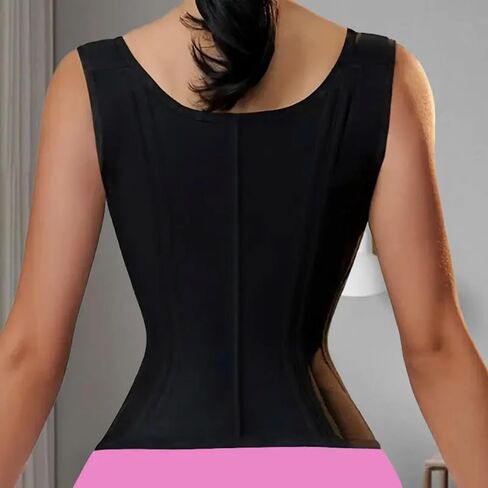 Women Double Compression Waist Trainer Corset Adjustable Straps Steel Bone Support,Zipper Hook Flat Belly Body Shaper Belt in Kuwait