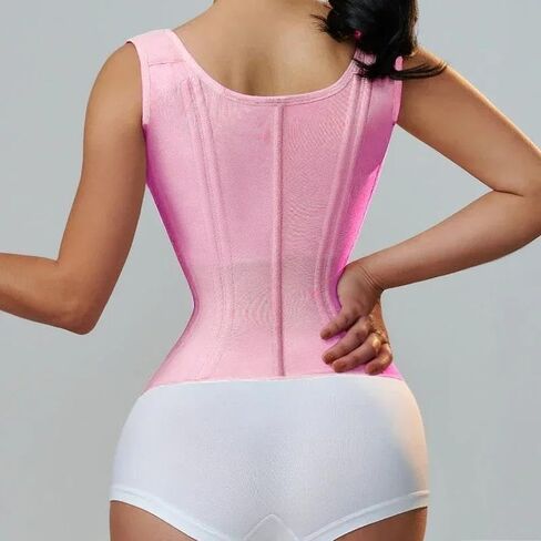 Women Double Compression Waist Trainer Corset Adjustable Straps Steel Bone Support,Zipper Hook Flat Belly Body Shaper Belt in Kuwait