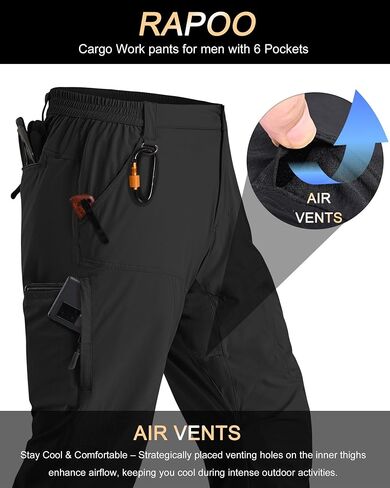 Rapoo Mens Hiking Pants Lightweight Water Resistant Breathable Nylon Cargo Pants with 6 Pockets in Saudi Arabia