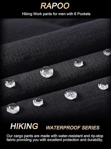 Rapoo Mens Hiking Pants Lightweight Water Resistant Breathable Nylon Cargo Pants with 6 Pockets in Saudi Arabia