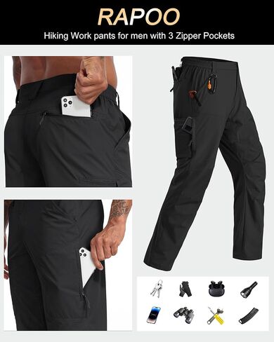 Rapoo Mens Hiking Pants Lightweight Water Resistant Breathable Nylon Cargo Pants with 6 Pockets in Saudi Arabia