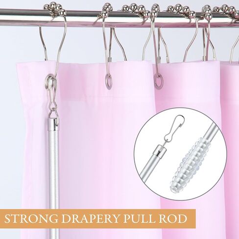 Shimeyao 6 Pack Curtain Pull Wand Stainless Steel Iron Drapery Pull Rod Versatile Metal Drapery Wand with 5 Rings and 5 Hooks for Opening Closing Curtains Homes Offices Window(Silver,36 Inch) in Saudi Arabia