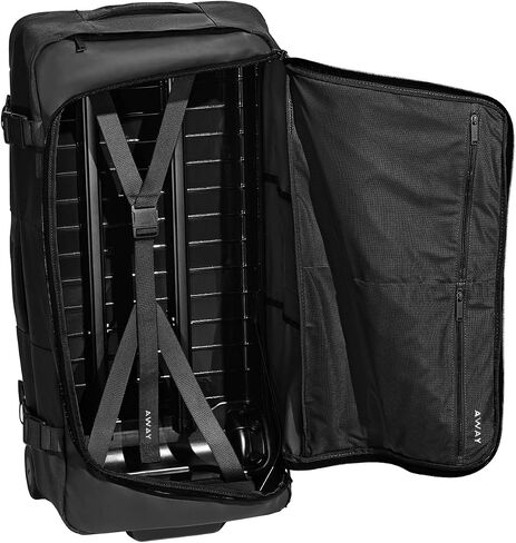 Away Active Rolling Duffle 85L - Large Travel Duffle Bag with Wheels, Durable Checked Luggage Suitcase for Men & Women, Foldable Weekender Bag, Jet Black in Saudi Arabia
