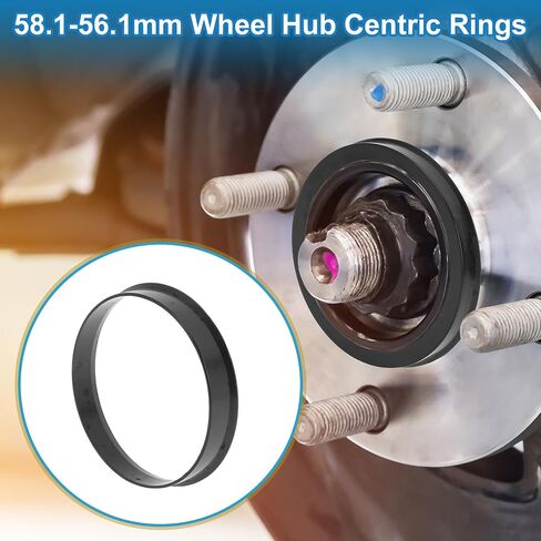58.1mm to 56.1mm Car Wheel Hub Centric Rings Black Polycarbonate Wheels Center Shaft Shock Absorbing Hubrings 4 Pcs in Saudi Arabia