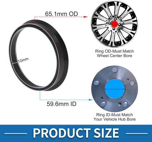 58.1mm to 56.1mm Car Wheel Hub Centric Rings Black Polycarbonate Wheels Center Shaft Shock Absorbing Hubrings 4 Pcs in Saudi Arabia