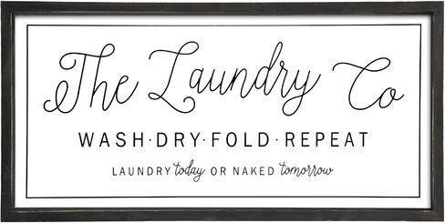 Large Laundry Sign for Laundry Room Decor 24''×12'' Farmhouse Laundry Room Wall Decor Wooden Sign The Laundry Co Wash Dry Fold Repeat Laundry Room Sign in Saudi Arabia