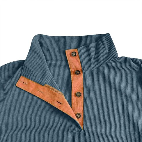 Cotton Sweatshirts for Men Vintage Stand Collar Quarter Button Pullover Fall Outdoor Golf Long Sleeve Polo Shirts in Kuwait