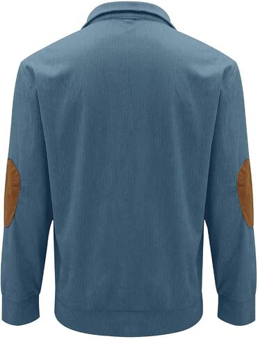 Cotton Sweatshirts for Men Vintage Stand Collar Quarter Button Pullover Fall Outdoor Golf Long Sleeve Polo Shirts in Kuwait