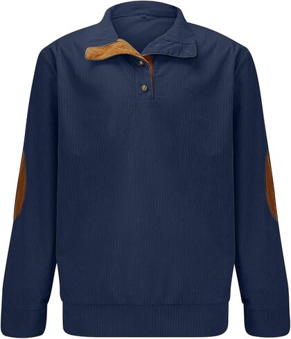 Cotton Sweatshirts for Men Vintage Stand Collar Quarter Button Pullover Fall Outdoor Golf Long Sleeve Polo Shirts in Kuwait