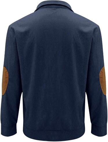 Cotton Sweatshirts for Men Vintage Stand Collar Quarter Button Pullover Fall Outdoor Golf Long Sleeve Polo Shirts in Kuwait