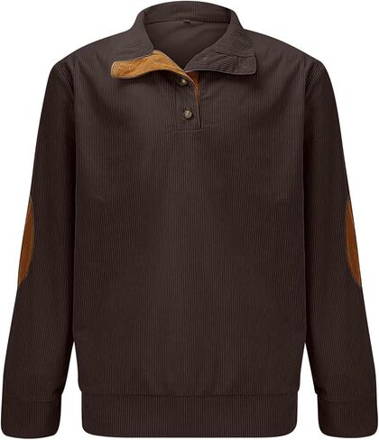 Cotton Sweatshirts for Men Vintage Stand Collar Quarter Button Pullover Fall Outdoor Golf Long Sleeve Polo Shirts in Kuwait