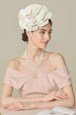 BABEYOND Fascinators Hats for Women - Tea Party Kentucky Fascinator Elegant Derby Hat Flower Church Headpiece with Pearl in Saudi Arabia