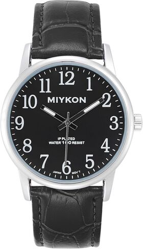 Miykon Casual Analog Watches for Men - Minimalist Easy Reader Mens Dress Watches with Genuine Leather Strap - Ion Polished, Scratch Resistant Glass, Japanese Quartz, Waterproof to 100ft in Kuwait
