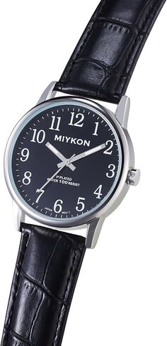 Miykon Casual Analog Watches for Men - Minimalist Easy Reader Mens Dress Watches with Genuine Leather Strap - Ion Polished, Scratch Resistant Glass, Japanese Quartz, Waterproof to 100ft in Kuwait
