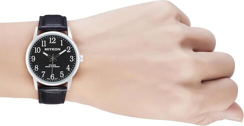 Miykon Casual Analog Watches for Men - Minimalist Easy Reader Mens Dress Watches with Genuine Leather Strap - Ion Polished, Scratch Resistant Glass, Japanese Quartz, Waterproof to 100ft in Kuwait