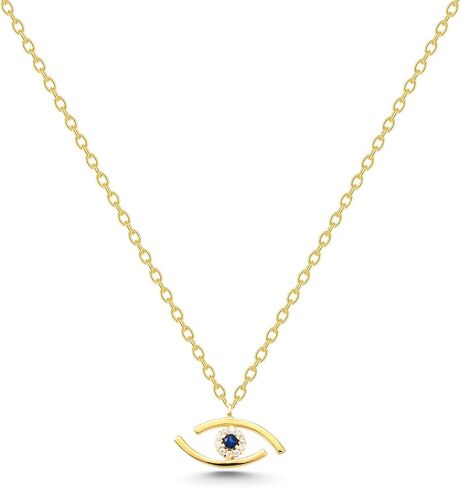 Evil Eye Necklace, 14K Solid Gold Eye Necklace, Dainty initial Evil Eye Pendant, Minimalist 14K Gold Evil Eye Pendant, Birthday Gift in Saudi Arabia