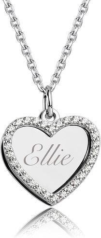 Cherished Moments Personalized 14K Gold-Plated or Sterling Silver Engraved Heart Charm Necklace, Custom First Communion, Baptism or Confirmation Gift for Girls in Saudi Arabia
