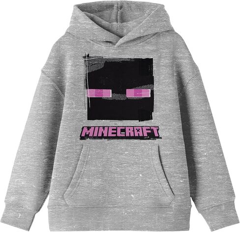 Minecraft Enderman تواجه الأكمام الطويلة الرياضية Heather Youth Hooded Sweatshirt in Saudi Arabia