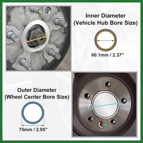 Motoforti 4pcs OD 75mm إلى ID 60.1mm Aluminium Car Hub Rings Centric Rings Bore Center Plastering Long in Kuwait