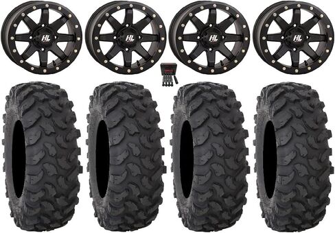 حزمة - 9 عناصر: High Lafter HL9 BDLK 15 "عجلات BK 32" XTR370 إطارات [4x156 نمط الترباس 3/8x24 مجموعة LUG] in Kuwait