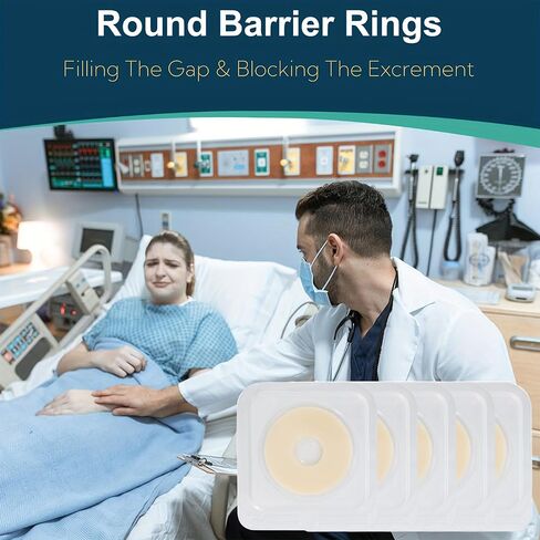 20 PCS Ostomy Barrier Rings, 2mm Thickness Moldable Colostomy Rings, Medical Grade Hydrocolloid Adhesive Barrier Rings Better Seal for Ostomy Supplies (Box of 20) in Kuwait