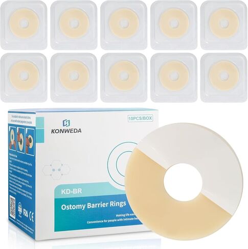 20 PCS Ostomy Barrier Rings, 2mm Thickness Moldable Colostomy Rings, Medical Grade Hydrocolloid Adhesive Barrier Rings Better Seal for Ostomy Supplies (Box of 20) in Kuwait