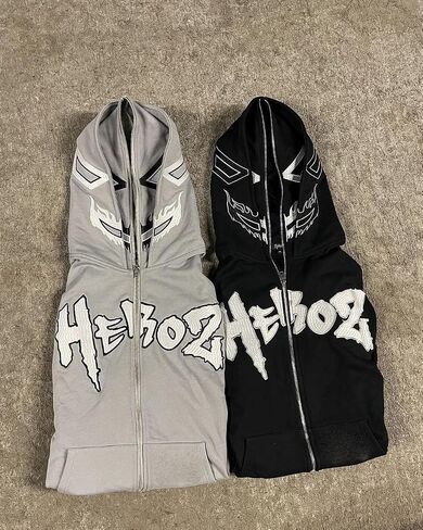 Y2k Hoodies Puff Print Hoodie Grunge Graphic Zip Up Hoodies Y2k Jacket Hip Hop Streetwear Aesthetic Sweatshirts in Saudi Arabia