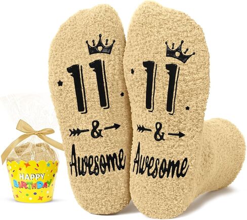 HAPPYPOP Birthday Gifts for Kids - Fuzzy Birthday Socks for Tween Boys Girls, Presents for 5-12 Year Old Kids in Saudi Arabia
