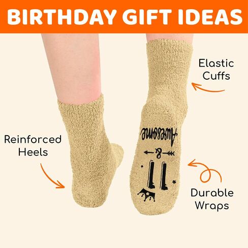 HAPPYPOP Birthday Gifts for Kids - Fuzzy Birthday Socks for Tween Boys Girls, Presents for 5-12 Year Old Kids in Saudi Arabia