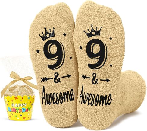 HAPPYPOP Birthday Gifts for Kids - Fuzzy Birthday Socks for Tween Boys Girls, Presents for 5-12 Year Old Kids in Saudi Arabia