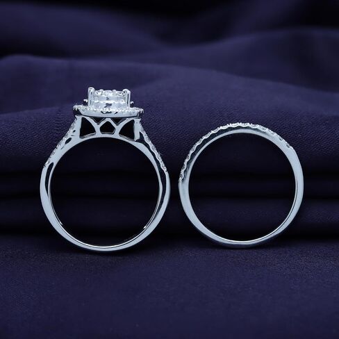AFFY Bridal Set Rings For Women, 1 to 3 Carat Lab Grown Diamond Halo Wedding Engagement Ring Set In 14K Gold Over Sterling Silver, 10K Or 14K Solid Gold Jewelry For Her in Saudi Arabia