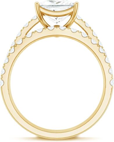 مجموعة خاتم الزفاف المعتمدة من Moissanite ، جودة D-VS1 ، 8 ملم الأميرة Cut Moissanite Ring in Kuwait