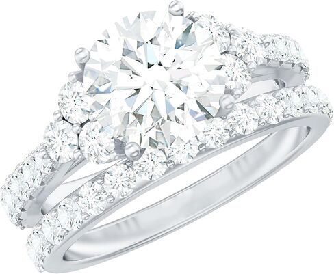 Certified Moissanite Bridal Ring Set, D-Vs1 Quality, Moissanite Engagement Ring with Enhancer - Ready To Gift in Saudi Arabia