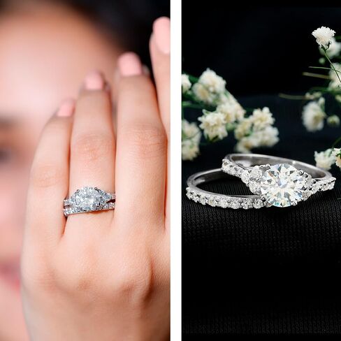 Certified Moissanite Bridal Ring Set, D-Vs1 Quality, Moissanite Engagement Ring with Enhancer - Ready To Gift in Saudi Arabia