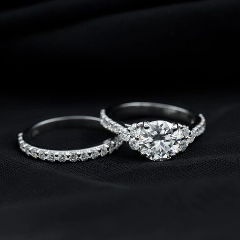 Certified Moissanite Bridal Ring Set, D-Vs1 Quality, Moissanite Engagement Ring with Enhancer - Ready To Gift in Saudi Arabia