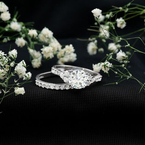 Certified Moissanite Bridal Ring Set, D-Vs1 Quality, Moissanite Engagement Ring with Enhancer - Ready To Gift in Saudi Arabia