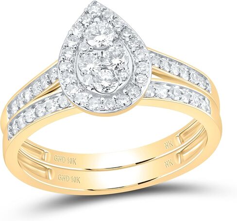 Jewels by Lux 10kt Gold Gold His & Hers 1 CTTW Natural Diamond Pear Bridal Band Band Fand ، Women Size: 5-9 ، Men Size: 8-12 in Saudi Arabia