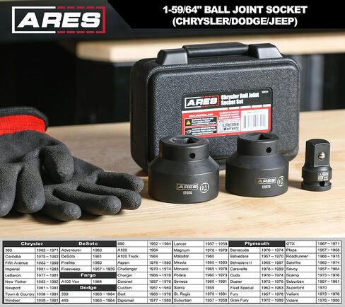 ARES 12073 – 1-59/64-Inch Ball Joint Socket Compatible With Chrysler – 3/4-Inch Drive Sockets Easily Remove and Install Upper and Lower Ball Joints – Compatible with Chrysler Mid-Size RWD Vehicles in Saudi Arabia