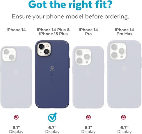 SPECK iPhone 14 & iPhone 13 Case - Drop Protection, Scratch Resistant, Dual Layer Slim Phone Case - Coastal Blue/Black/White in Saudi Arabia
