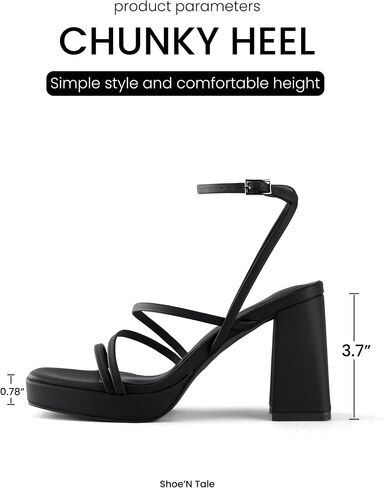 Shoe'N Tale Platform Heels for Women Strappy Block Chunky Heels Square Toe Ankle Buckle Sandals in Saudi Arabia