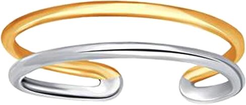 Jewelry Affairs 14K White And Yellow Gold Double Bar Cuff Style Adjustable Toe Ring in Saudi Arabia